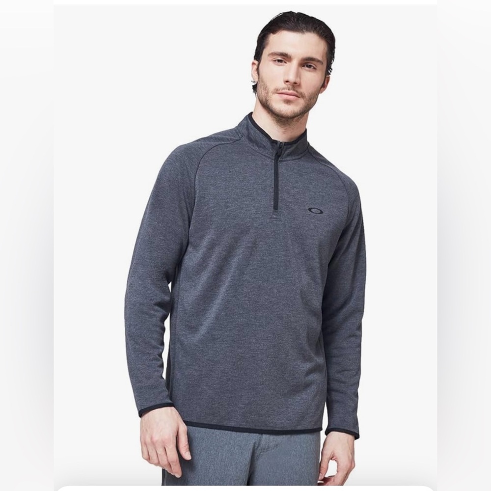 Oakley Men’s Quarter-Zip Pullover Charcoal Regular Fit Size L Lightweight Soft